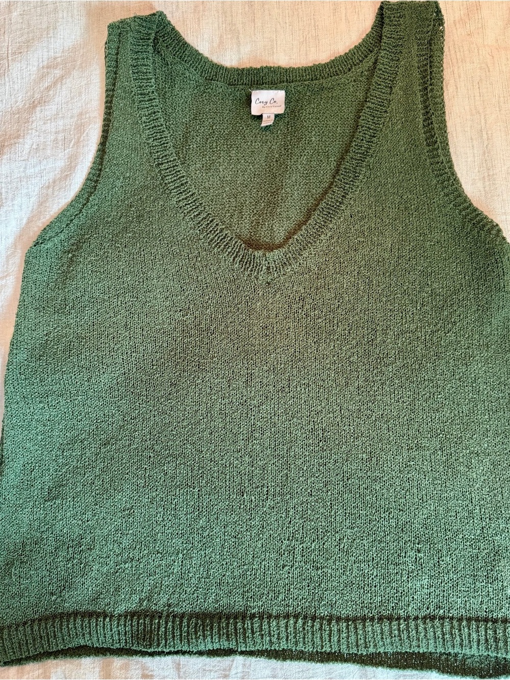 Green V-Neck Knit Sweater Vest - Women’s
